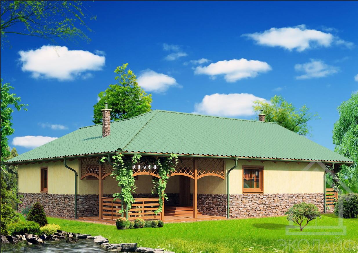 Одноэтажный каркасный дом 138 кв.м