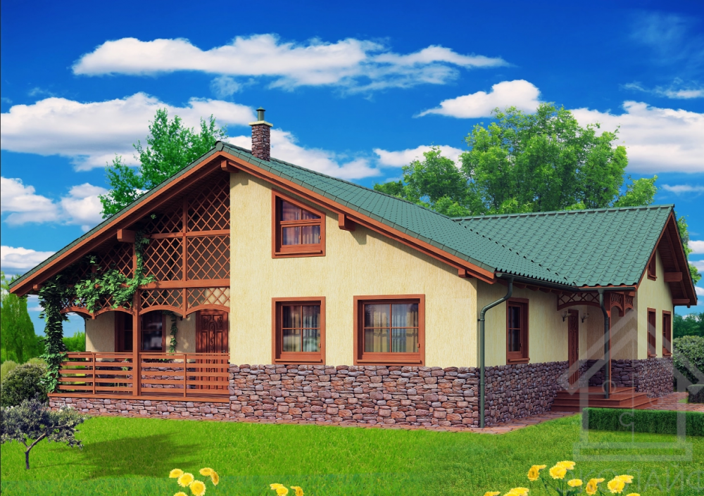 Одноэтажный каркасный дом 138 кв.м